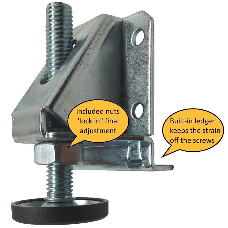 Desunia Heavy Duty Leveler Legs w/Lock Nuts - Leveling Feet for Furniture, Cabinets, & Workbench | 1 Pack (4 Legs Total) - Image 3